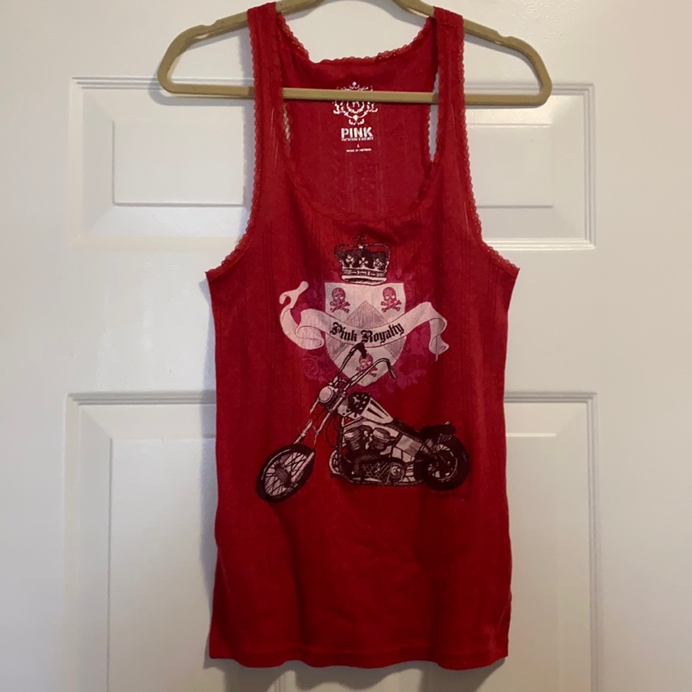 PINK Victoria’s Secret Racerback Moto Graphic Pajama Tank Top